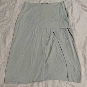 Ragged Asymmetrical Split Rayon Tan Skirt 8